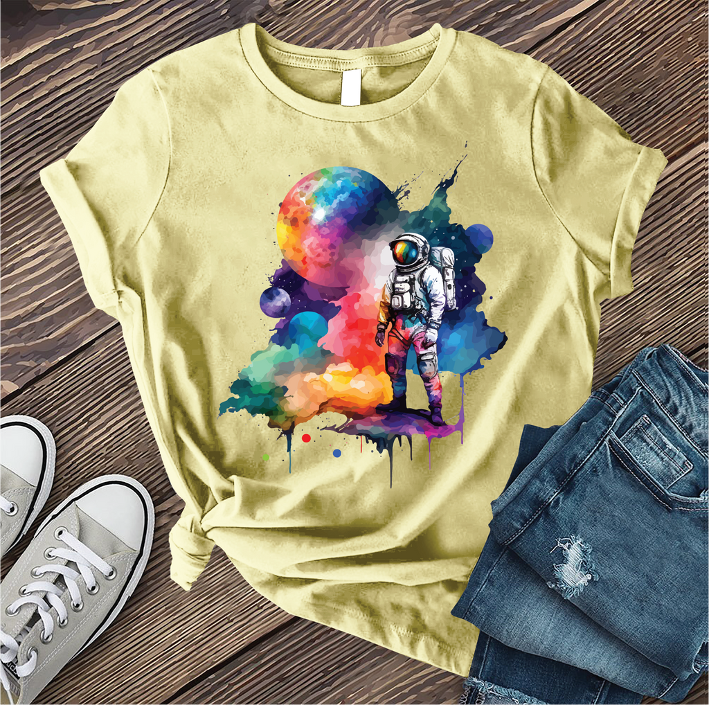 Galactic Watercolor Astronaut T-Shirt T-Shirt Tshirts.com Heather French Vanilla S 
