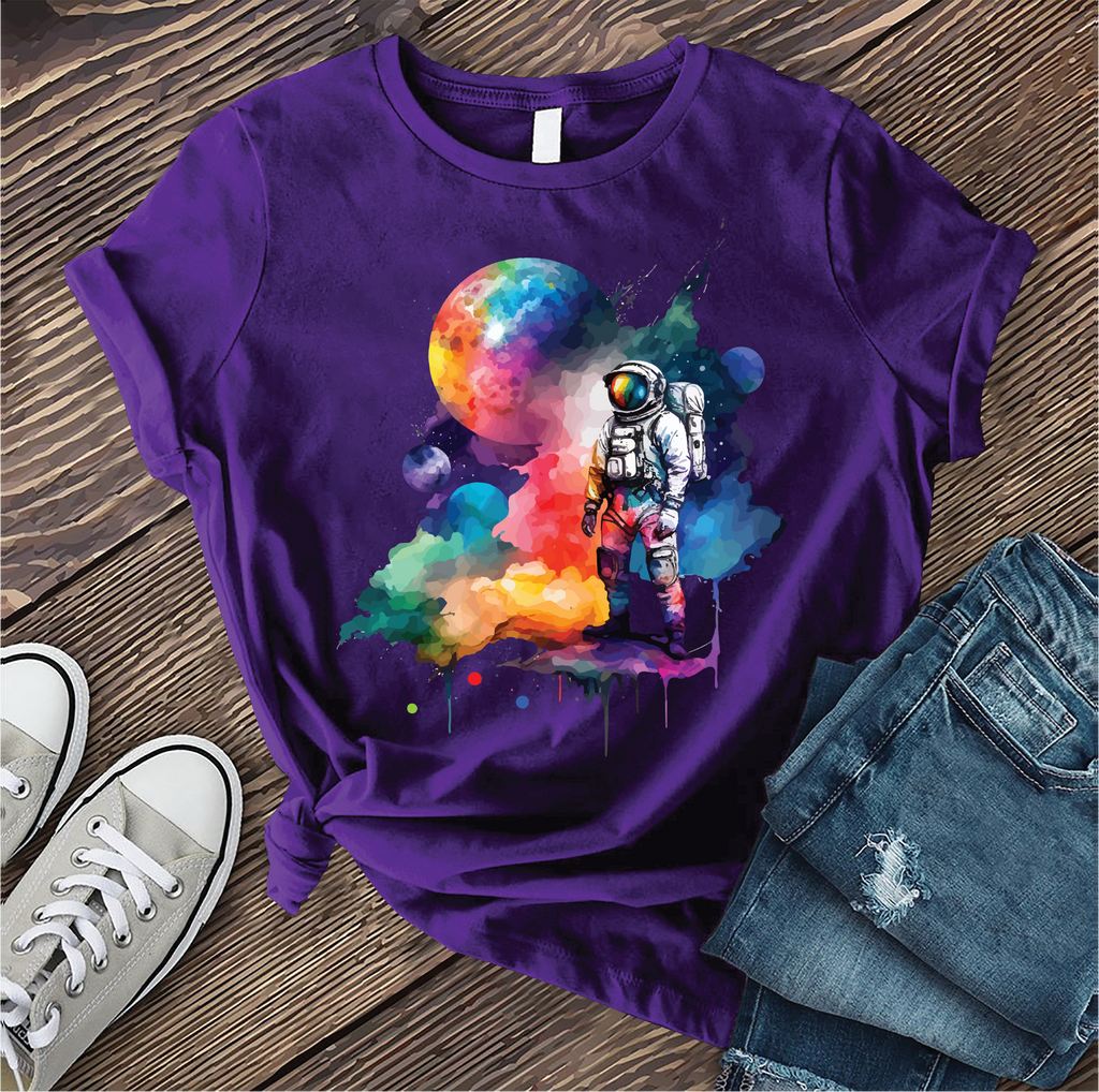 Galactic Watercolor Astronaut T-Shirt T-Shirt Tshirts.com Team Purple S 