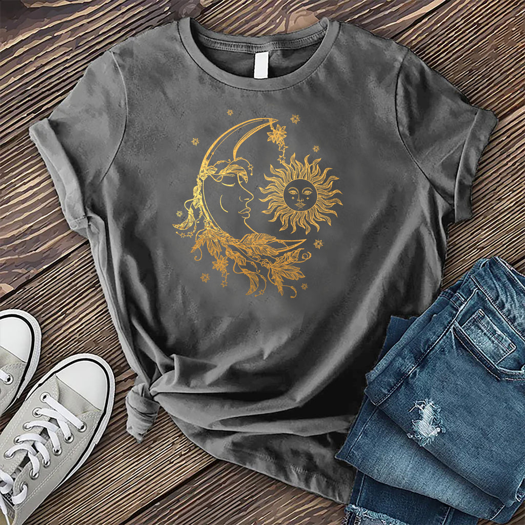 Sun And Moon Floral Star T-Shirt T-Shirt tshirts.com Asphalt S 