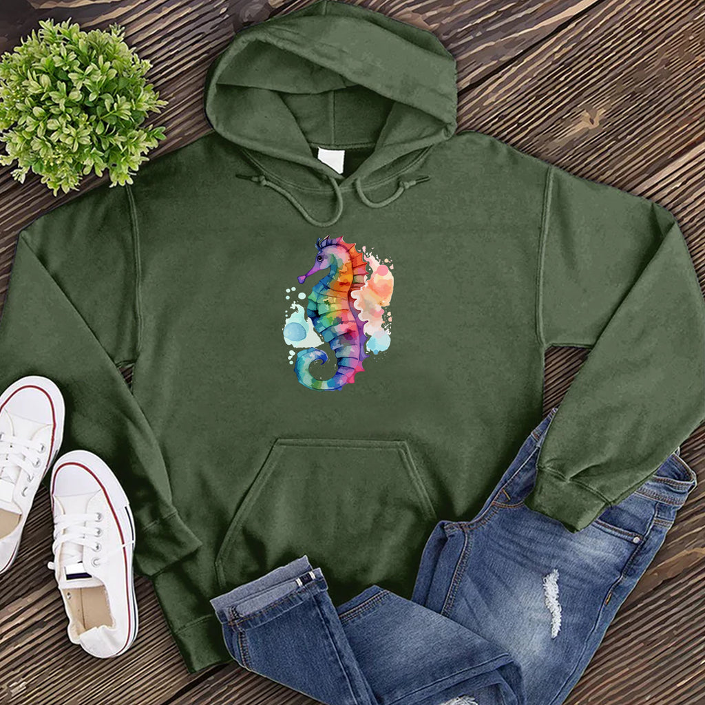 Watercolor Seahorse Hoodie Hoodie Tshirts.com Army S 
