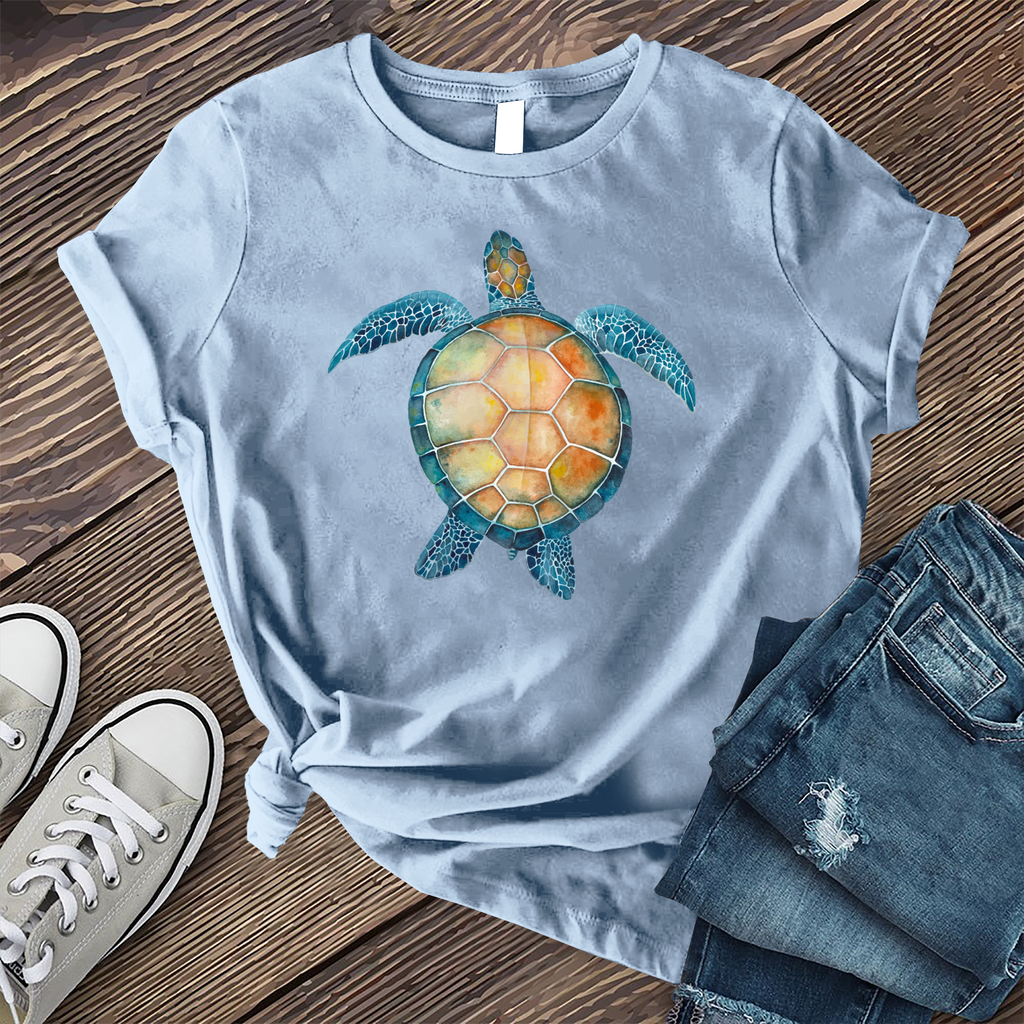 Ocean Turtle Watercolor T-Shirt T-Shirt Tshirts.com Baby Blue S 