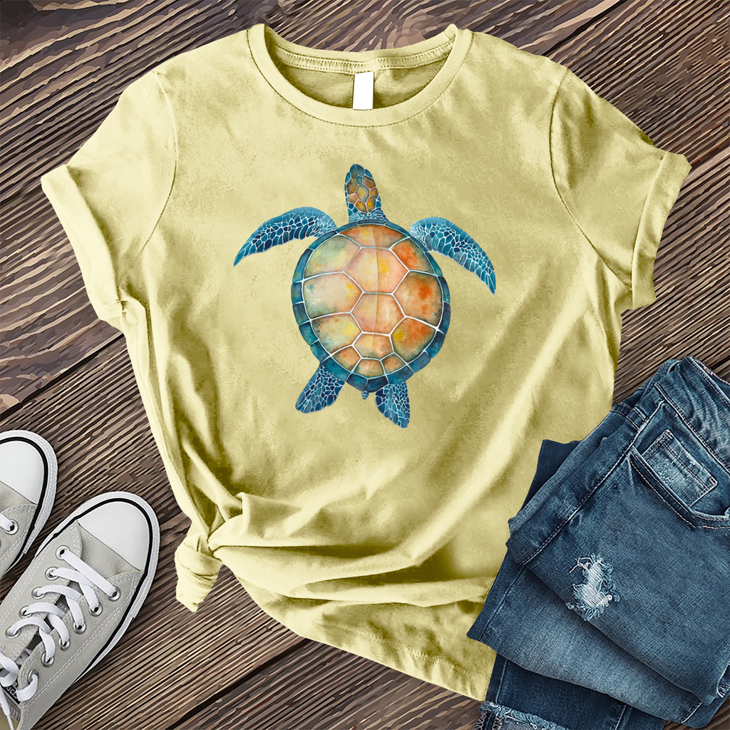 Ocean Turtle Watercolor T-Shirt T-Shirt Tshirts.com Heather French Vanilla S 