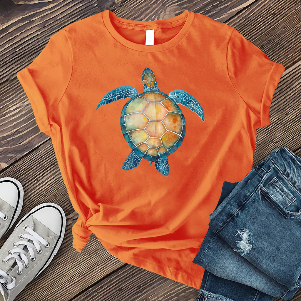 Ocean Turtle Watercolor T-Shirt T-Shirt Tshirts.com Heather Orange S 