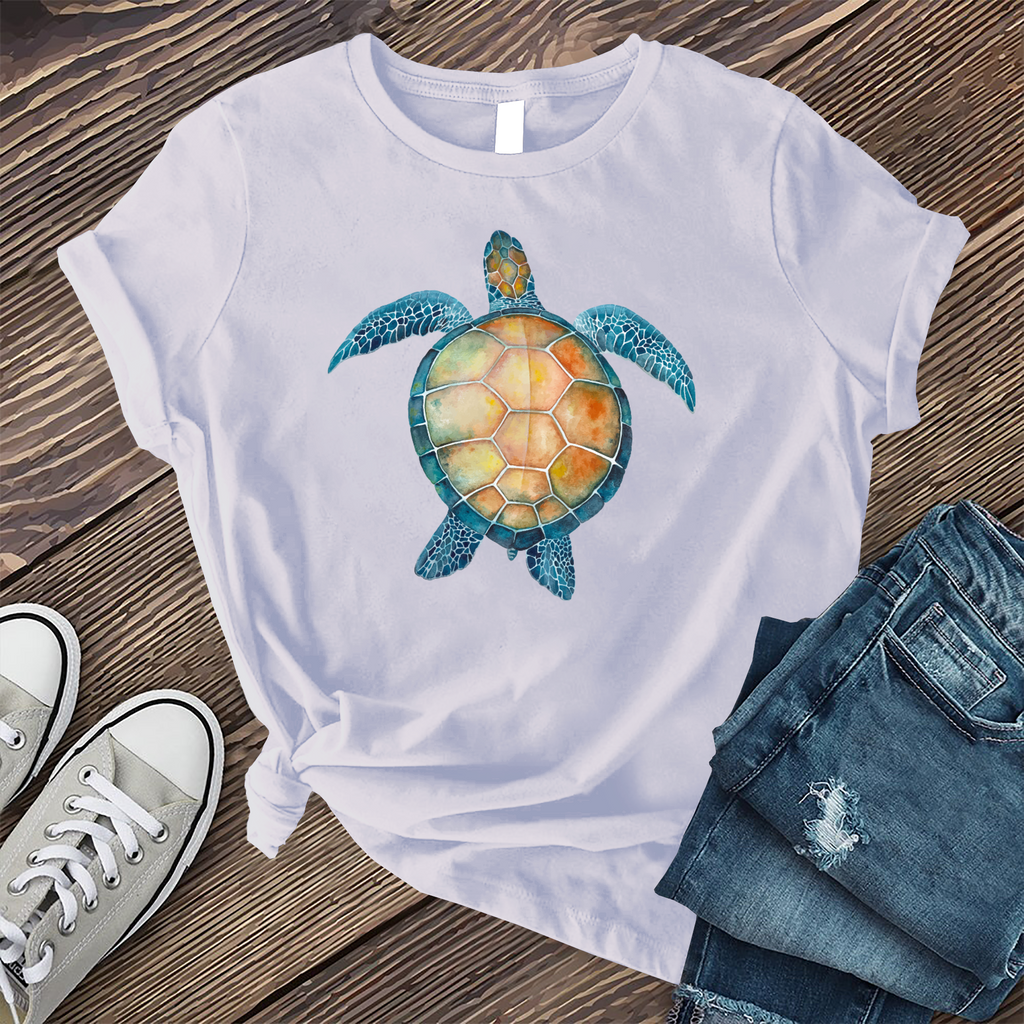 Ocean Turtle Watercolor T-Shirt T-Shirt Tshirts.com Heather Prism Blue S 