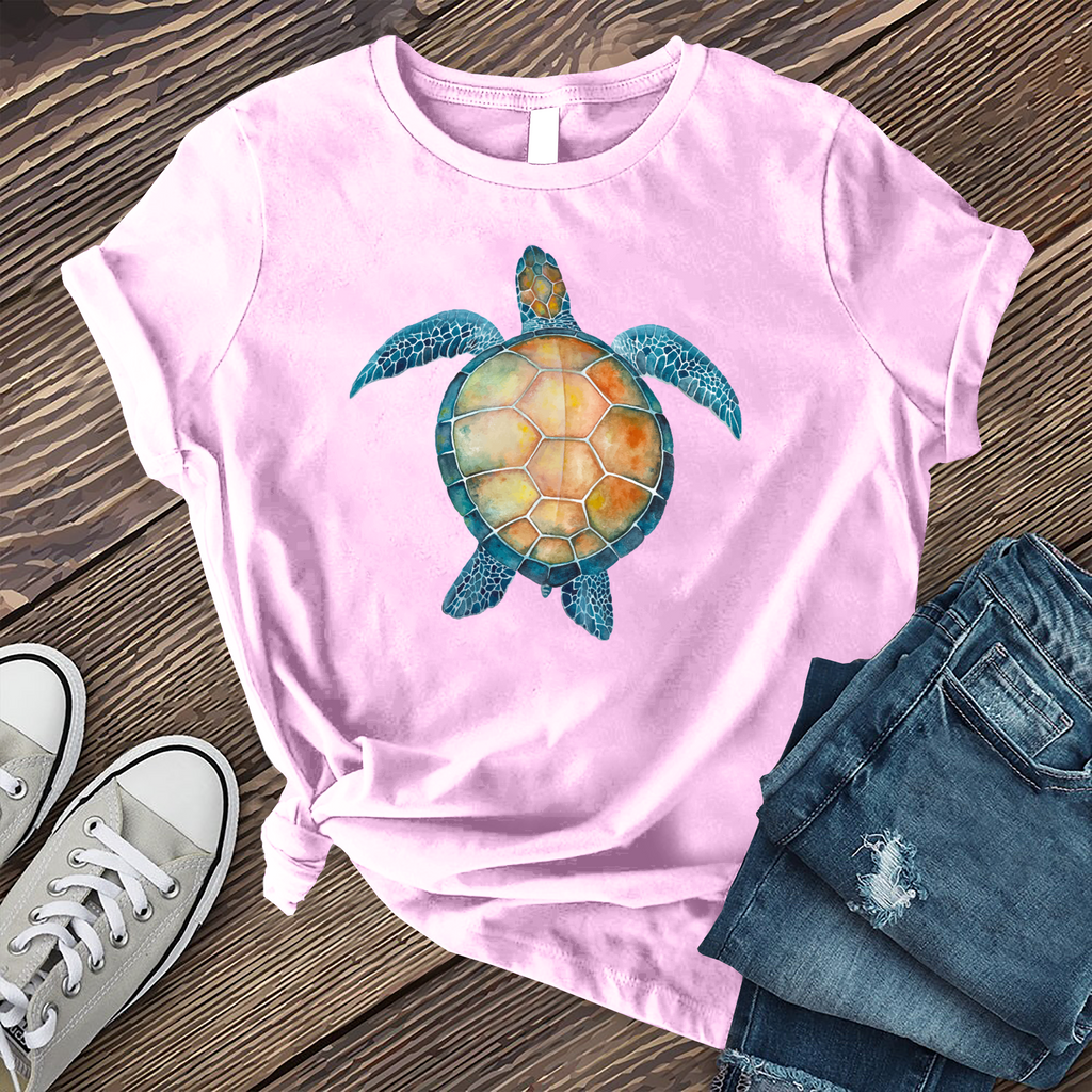 Ocean Turtle Watercolor T-Shirt T-Shirt Tshirts.com Heather Prism Lilac S 
