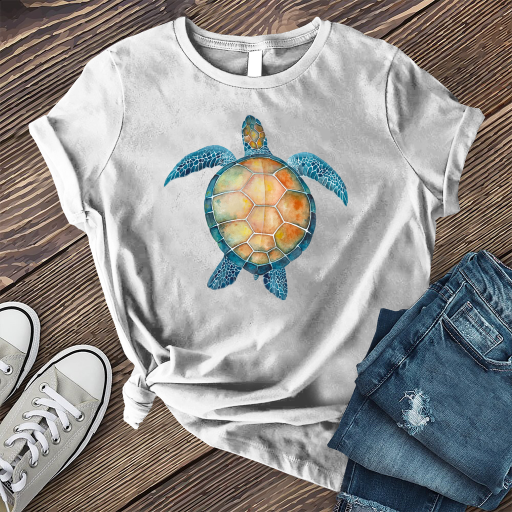 Ocean Turtle Watercolor T-Shirt T-Shirt Tshirts.com Solid Athletic Grey S 
