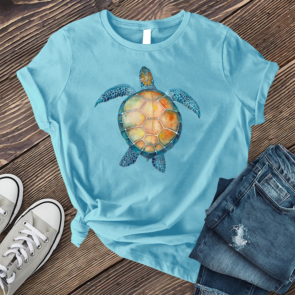 Ocean Turtle Watercolor T-Shirt T-Shirt Tshirts.com Turquoise S 