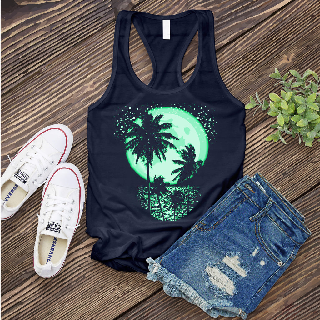 Cosmic Palm Tree Women's Tank Top Tank Top tshirts.com Midnight Navy S 