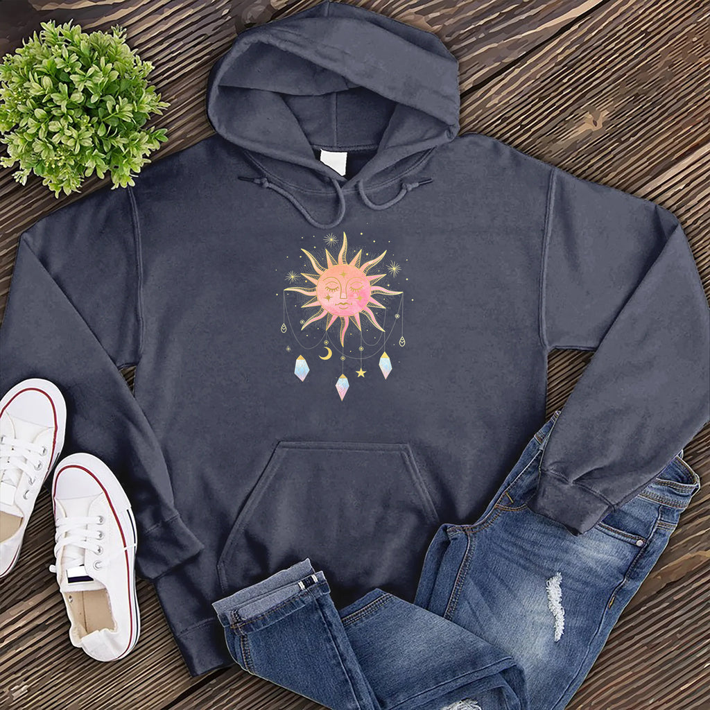 Pink Sun with Drop Crystals Hoodie Hoodie Tshirts.com Classic Navy Heather S 