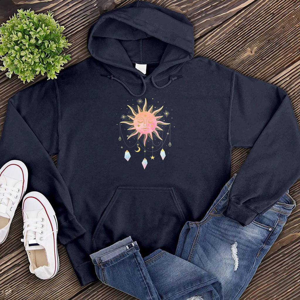 Pink Sun with Drop Crystals Hoodie Hoodie Tshirts.com Classic Navy S 