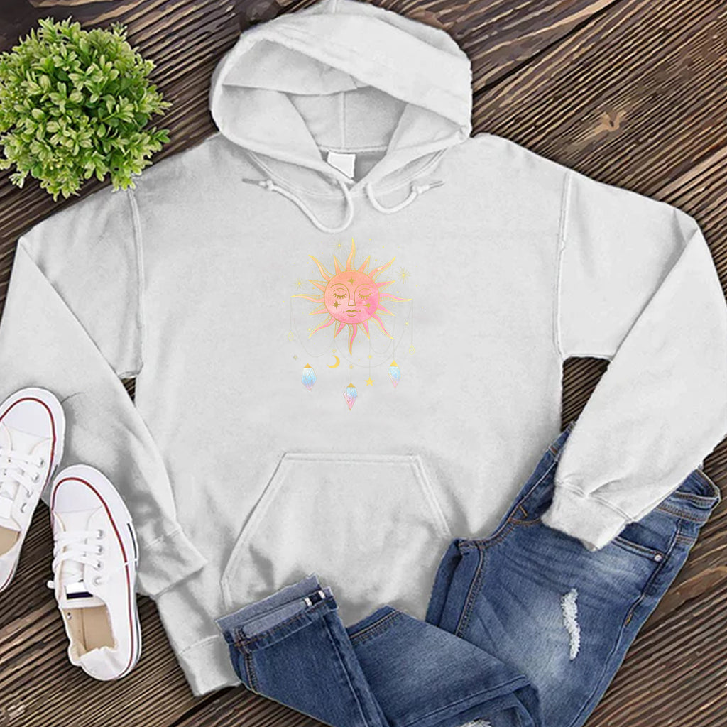 Pink Sun with Drop Crystals Hoodie Hoodie Tshirts.com White S 