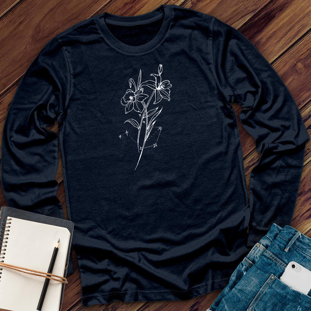 Libra Floral Constellation Long Sleeve Long Sleeve tshirts.com Midnight Navy S 