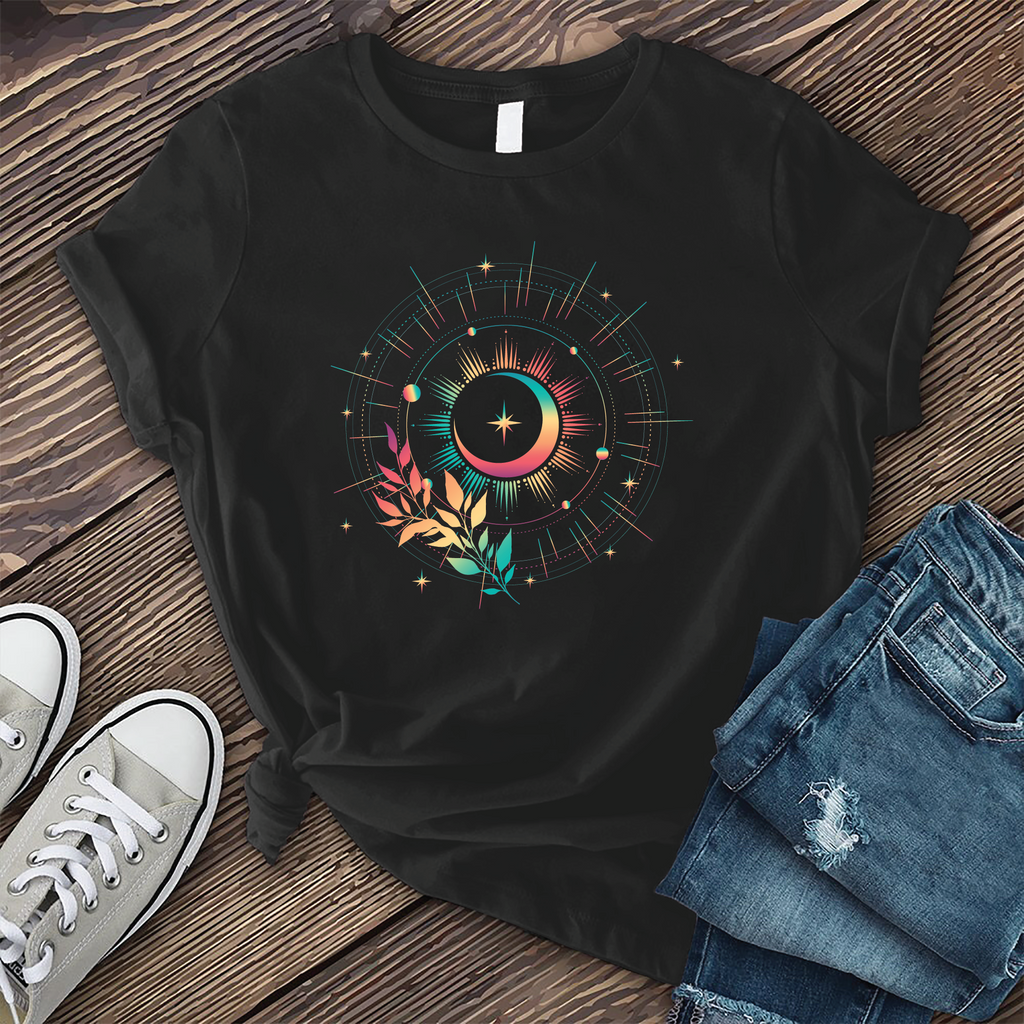 Rainbow Moon Star T-Shirt T-Shirt tshirts.com Black S 