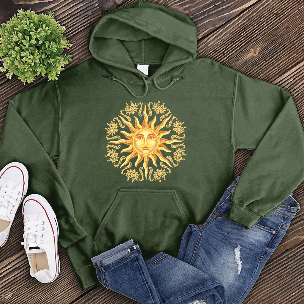 Ornate Sun Hoodie Hoodie tshirts.com Army S 