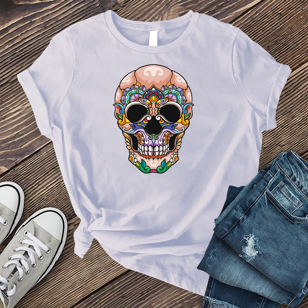 Full Color Halloween Skull T-Shirt T-Shirt Tshirts.com Heather Prism Blue S 