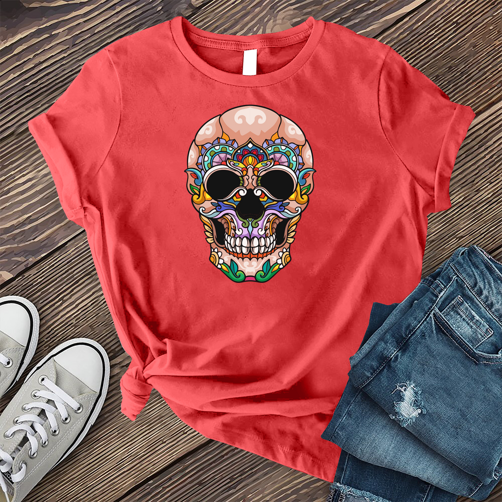 Full Color Halloween Skull T-Shirt T-Shirt Tshirts.com Heather Red S 