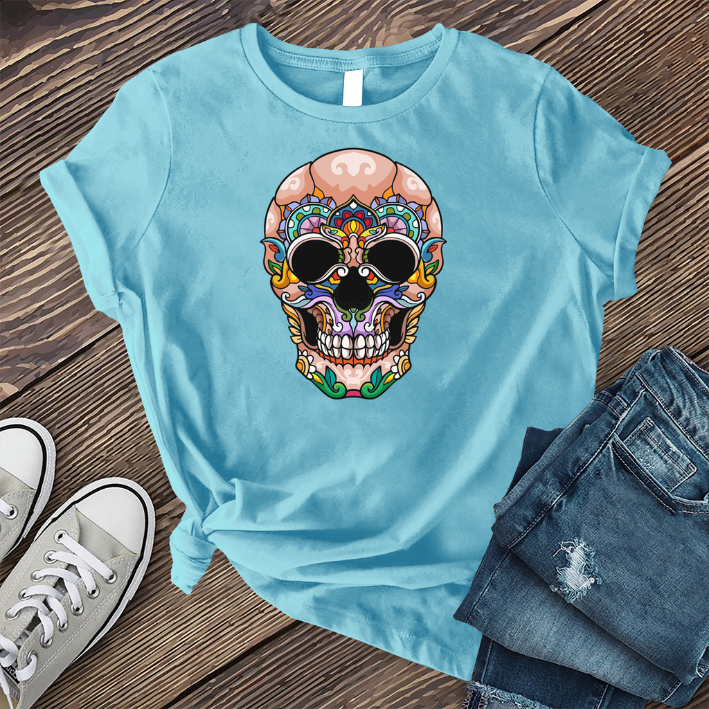 Full Color Halloween Skull T-Shirt T-Shirt Tshirts.com Turquoise S 