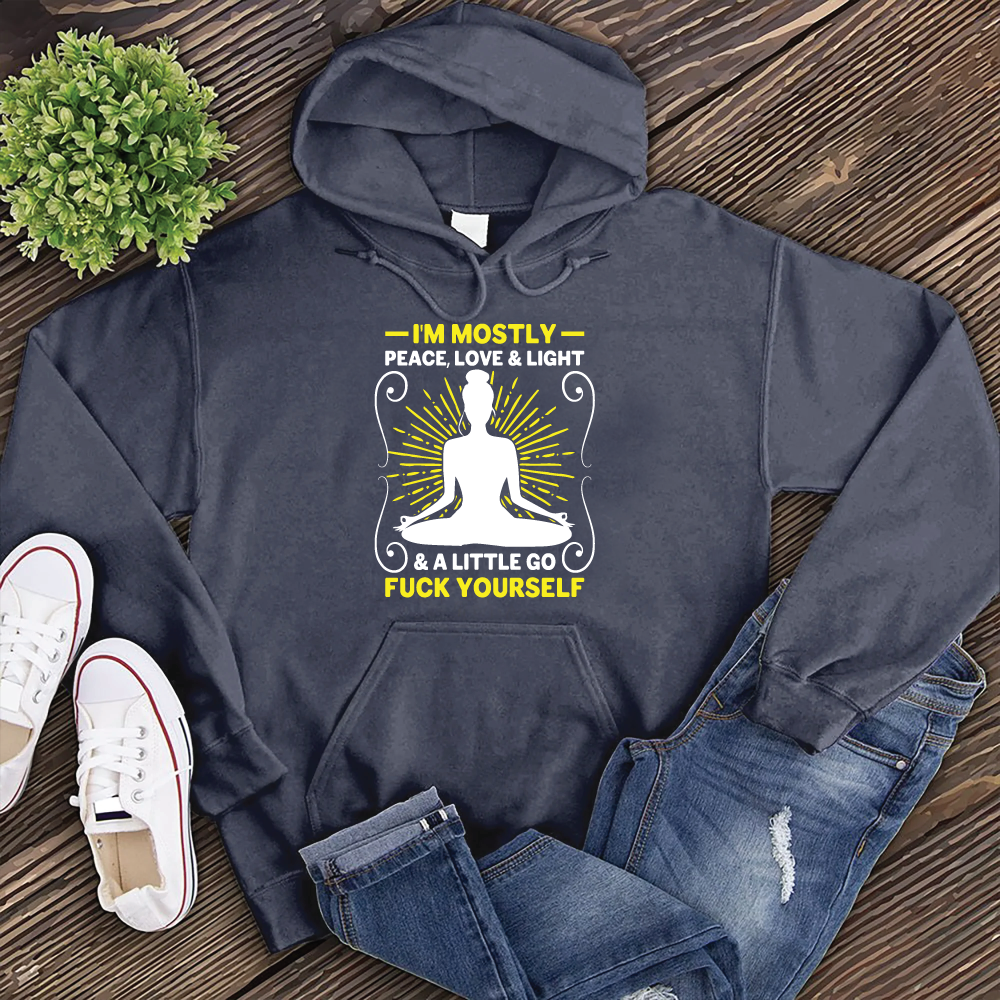 I'm Mostly Peace, Love, and Light Hoodie Hoodie tshirts.com Classic Navy Heather S 