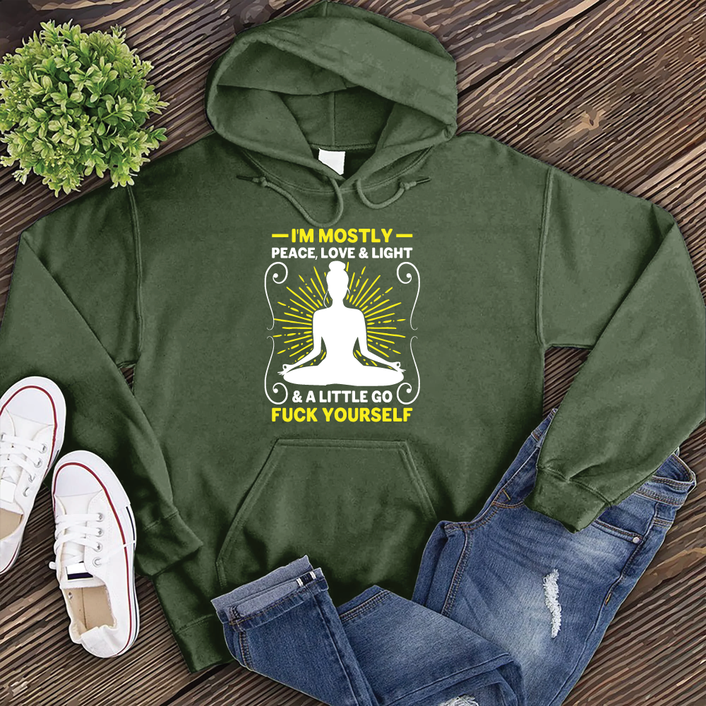 I'm Mostly Peace, Love, and Light Hoodie Hoodie tshirts.com Army S 