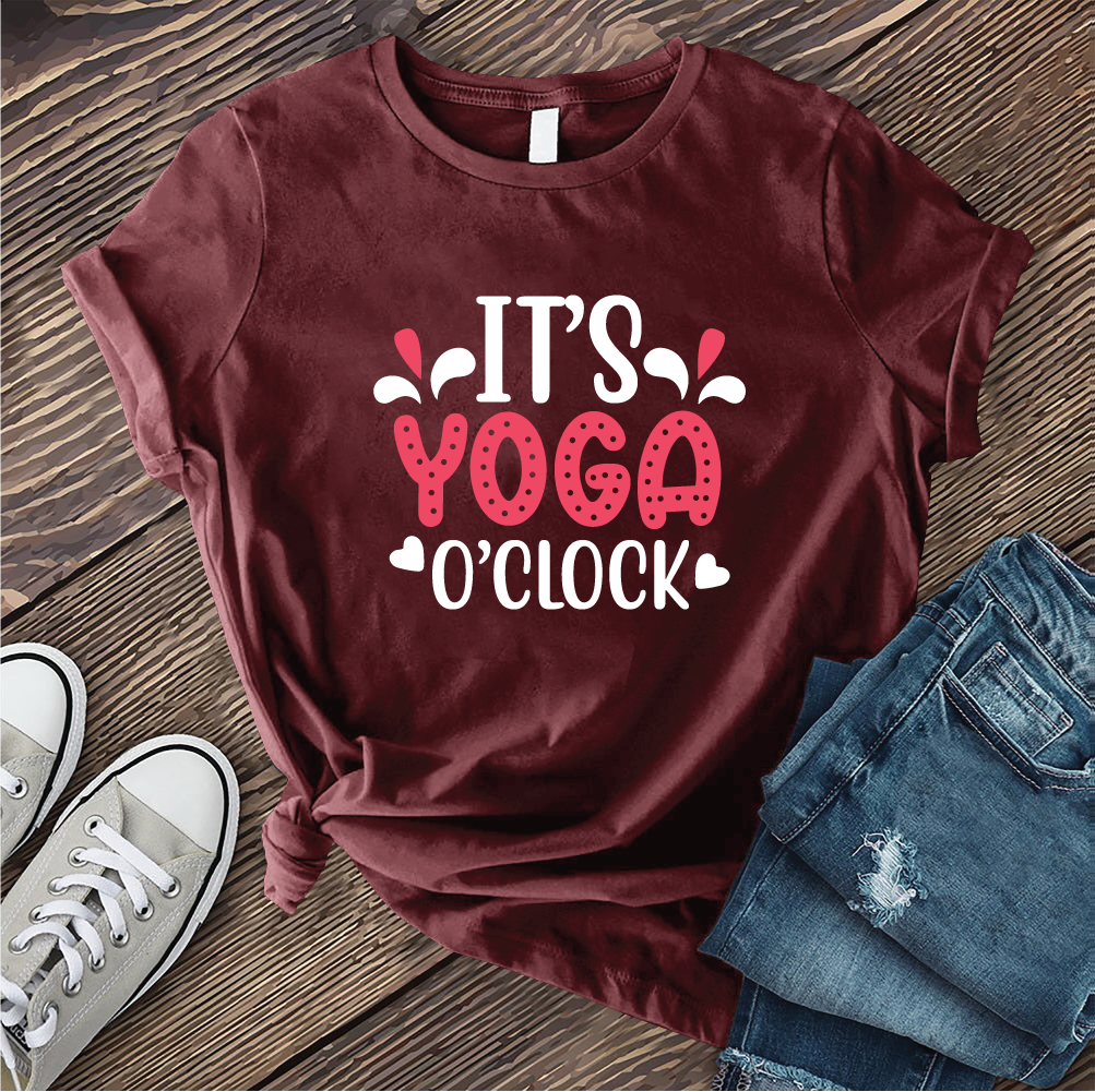 It's Yoga O'Clock T-Shirt T-Shirt tshirts.com Maroon S 