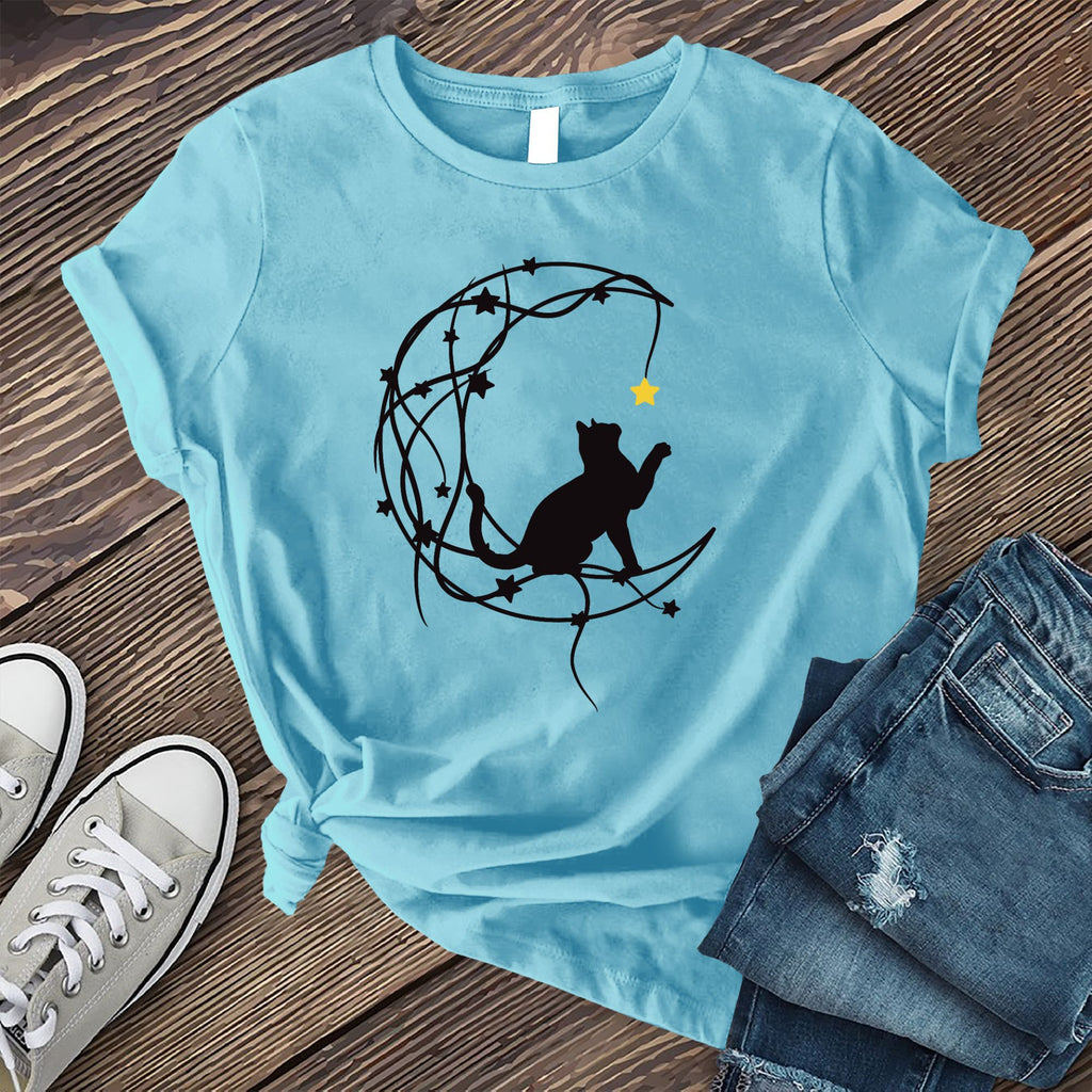 Lunar Star Cat T-Shirt T-Shirt Tshirts.com Turquoise S 