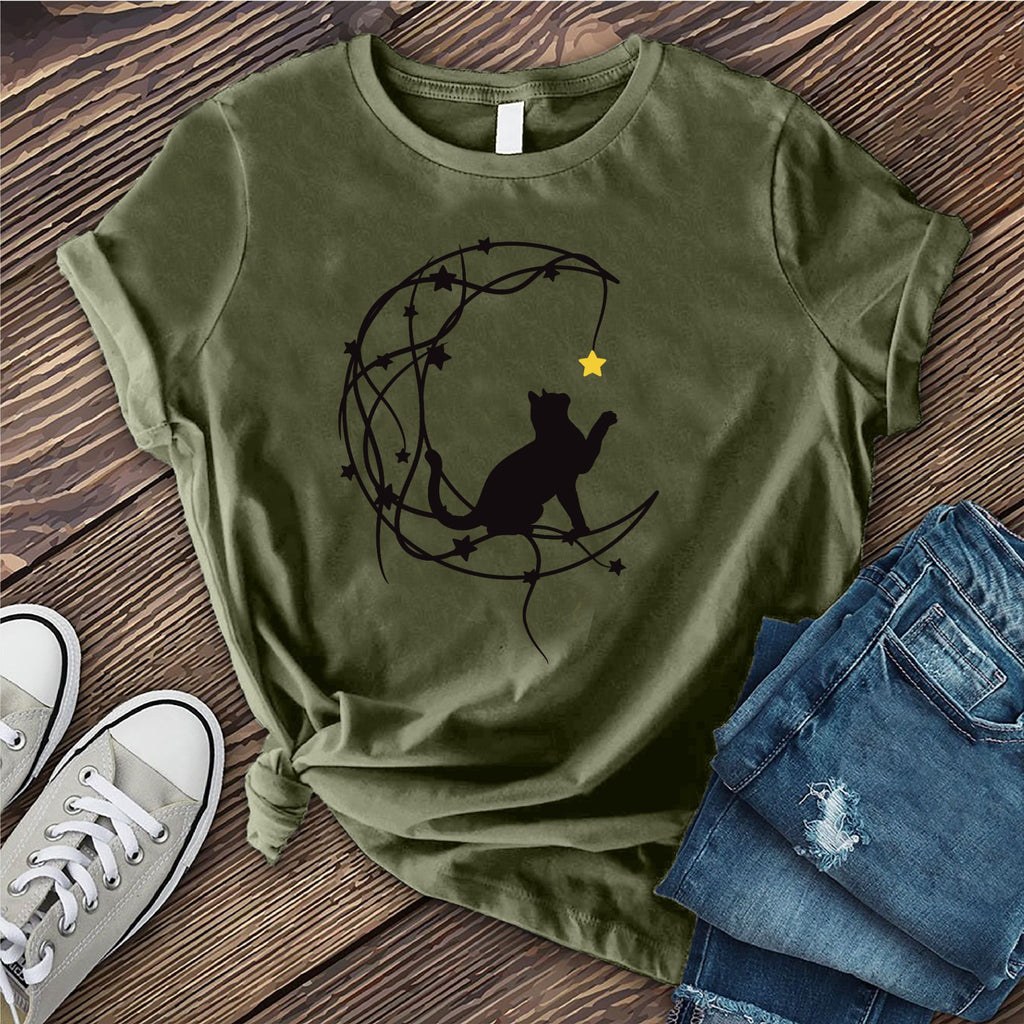 Lunar Star Cat T-Shirt T-Shirt Tshirts.com Military Green S 