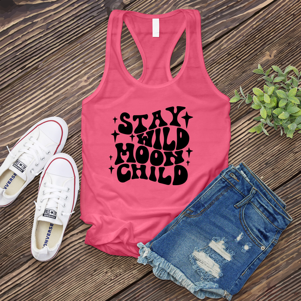 Groovy Stay Wild Moon Child Women's Tank Top Tank Top Tshirts.com Hot Pink S 