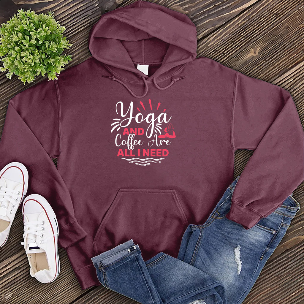 Yoga and Coffee Are All I Need Hoodie Hoodie tshirts.com Maroon S 