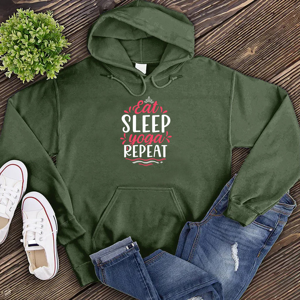 Eat Sleep Yoga Repeat Hoodie Hoodie tshirts.com Army S 