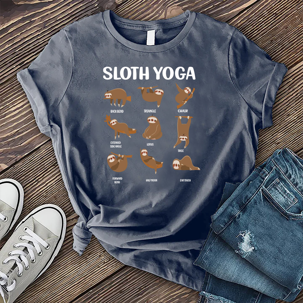 Sloth Yoga T-Shirt T-Shirt tshirts.com Heather Navy S 