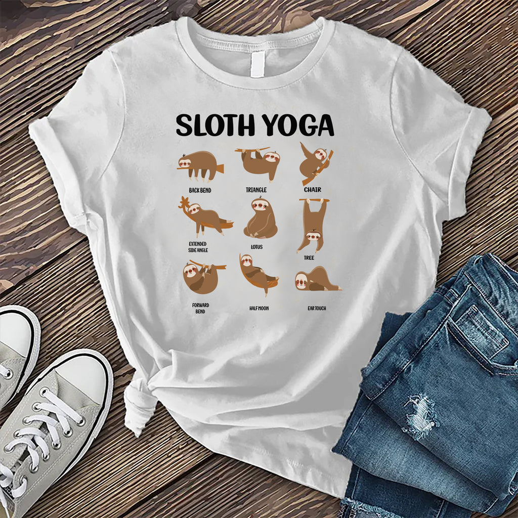Sloth Yoga T-Shirt T-Shirt tshirts.com White S 