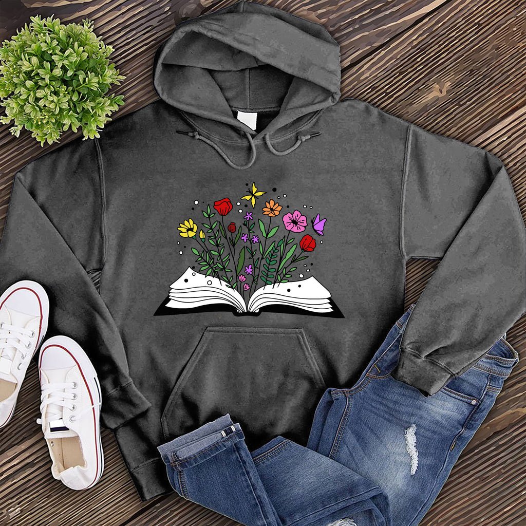 Floral Book Hoodie Hoodie Tshirts.com Charcoal Heather S 