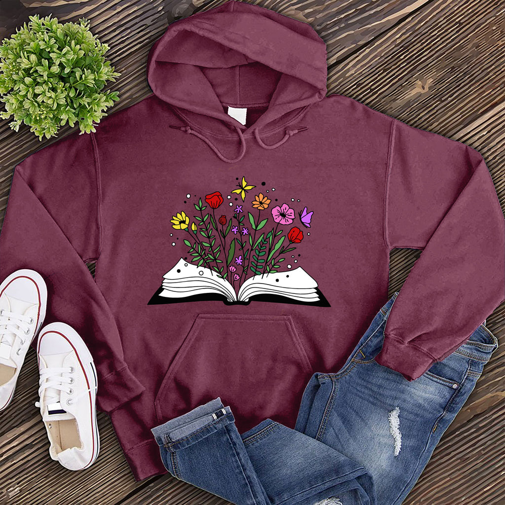 Floral Book Hoodie Hoodie Tshirts.com Maroon S 