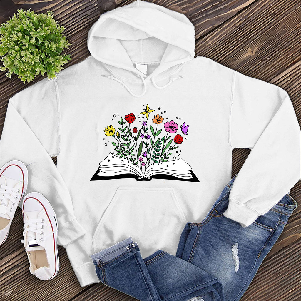 Floral Book Hoodie Hoodie Tshirts.com White S 