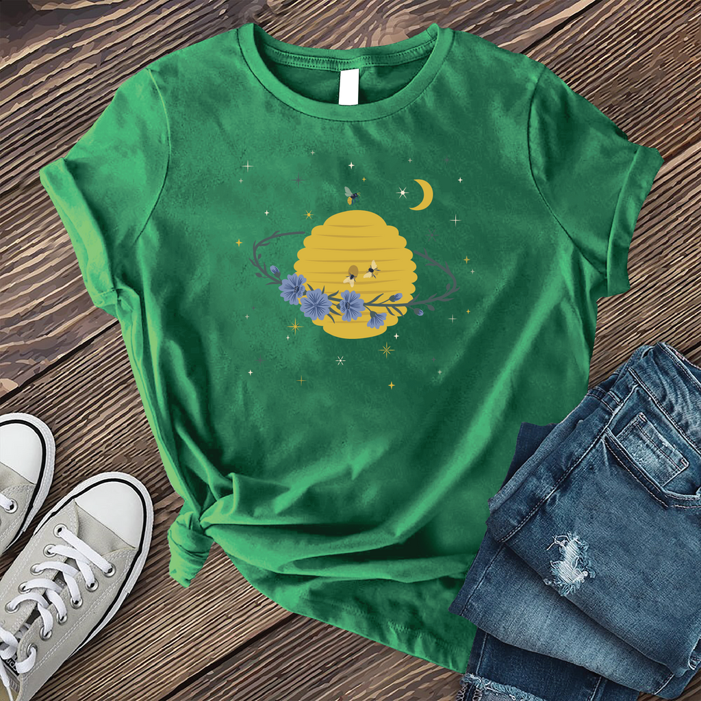 Cosmic Beehive Planet T-Shirt T-Shirt Tshirts.com Heather Kelly S 