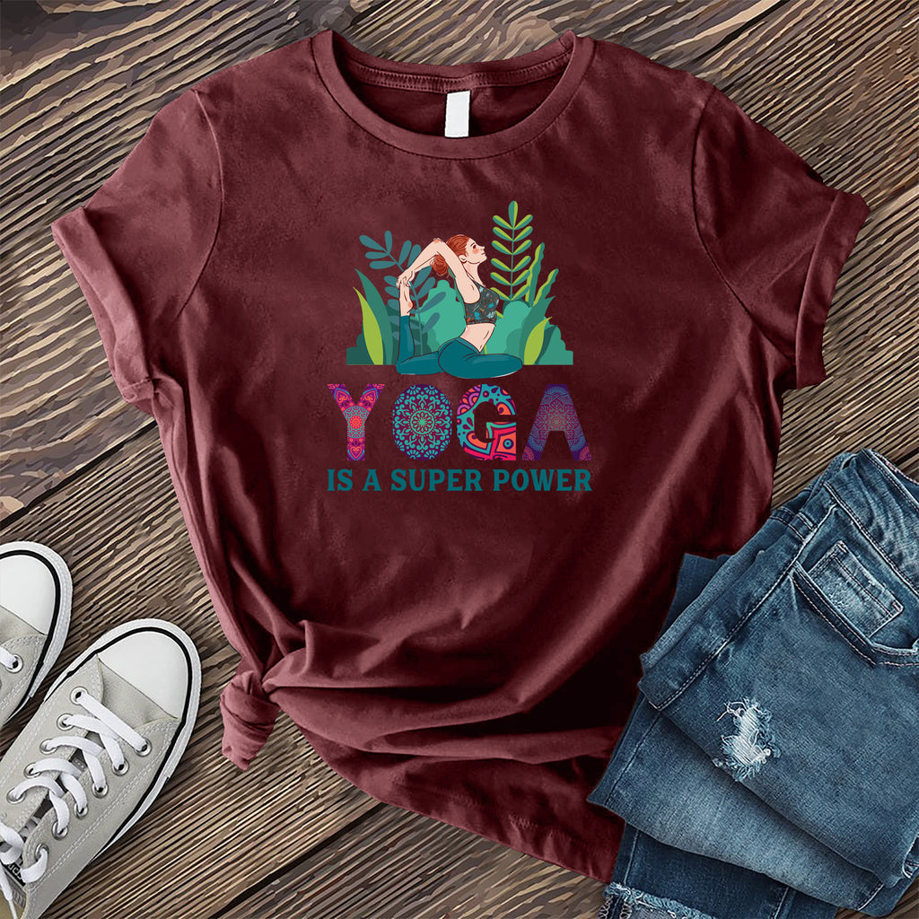 Yoga Is A Superpower T-Shirt T-Shirt tshirts.com Maroon S 
