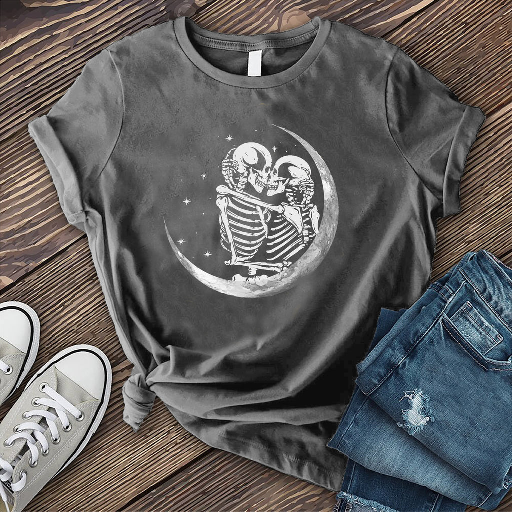 Skeleton Crescent Moon T-Shirt T-Shirt tshirts.com Asphalt S 