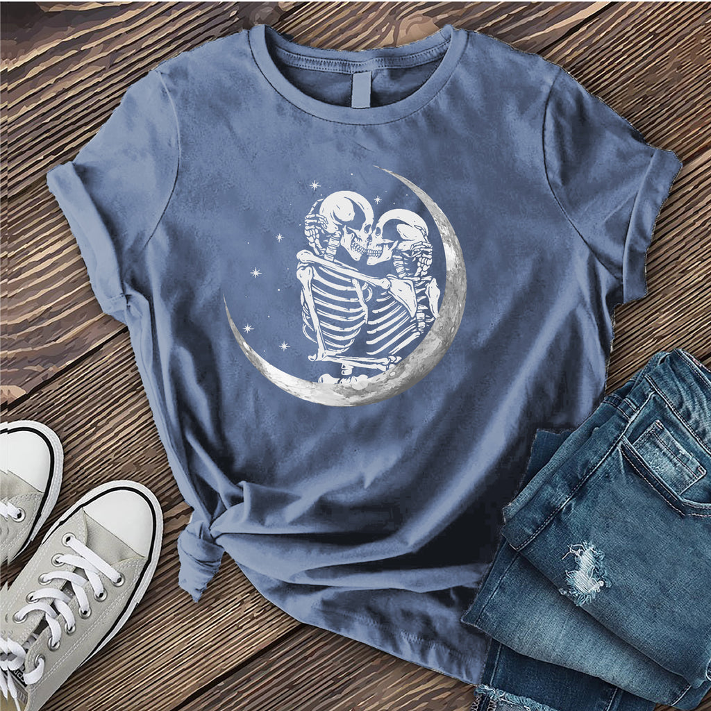 Skeleton Crescent Moon T-Shirt T-Shirt tshirts.com Heather Navy S 