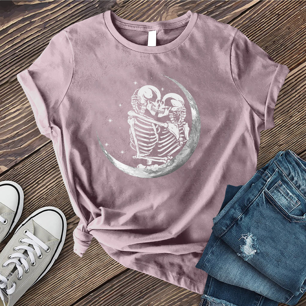 Skeleton Crescent Moon T-Shirt T-Shirt tshirts.com Heather Purple S 
