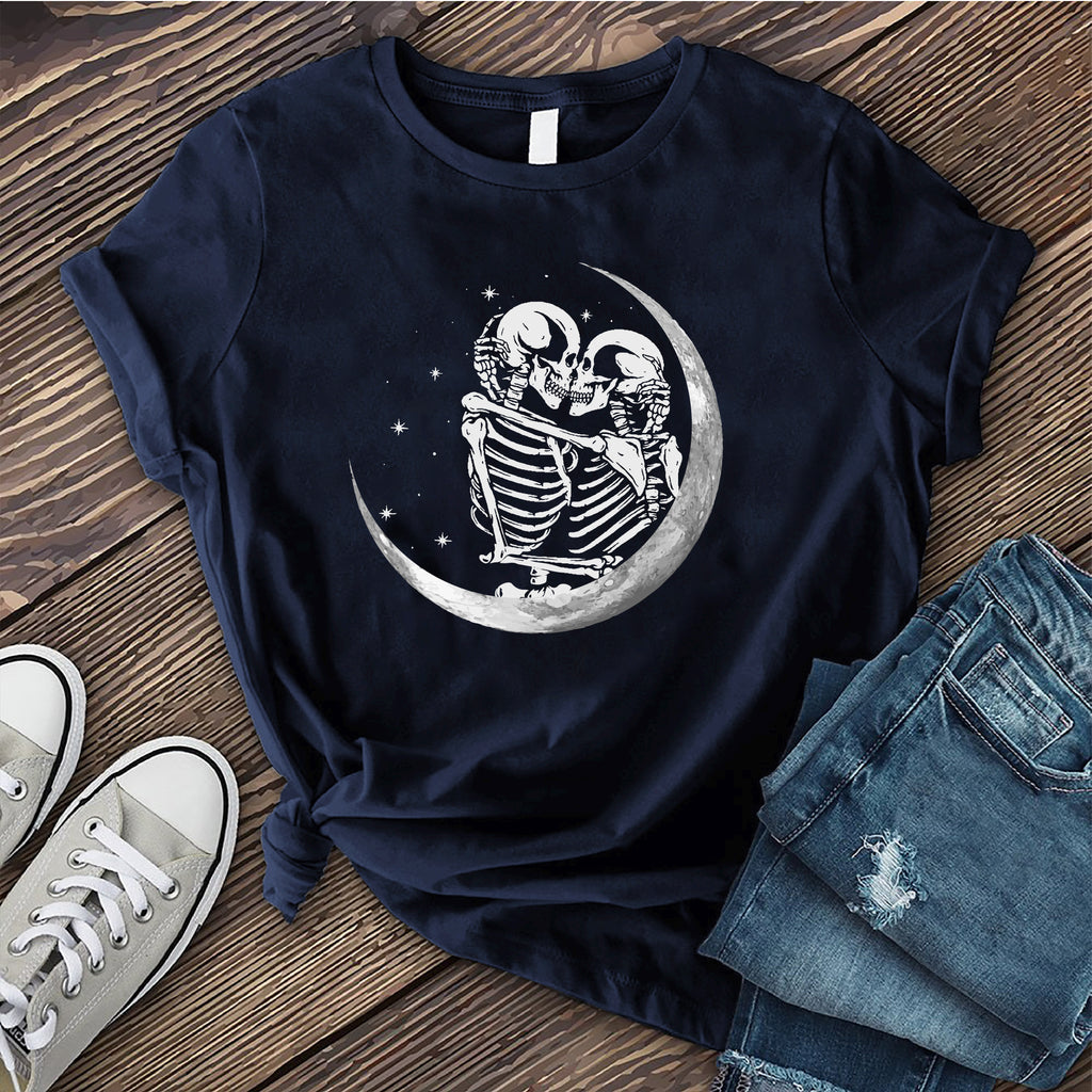 Skeleton Crescent Moon T-Shirt T-Shirt tshirts.com Navy S 