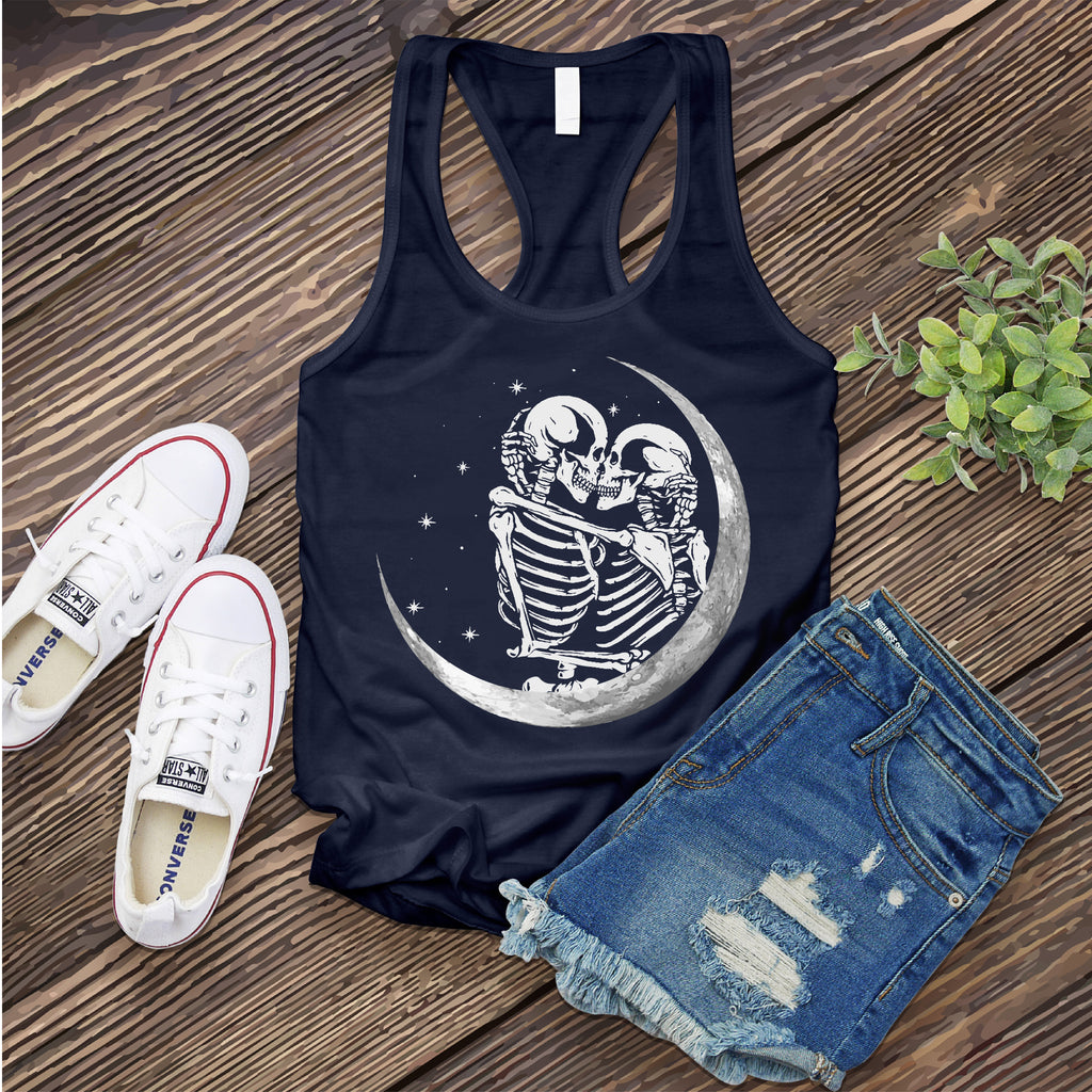 Skeleton Crescent Moon Women's Tank Top Tank Top tshirts.com Midnight Navy S 