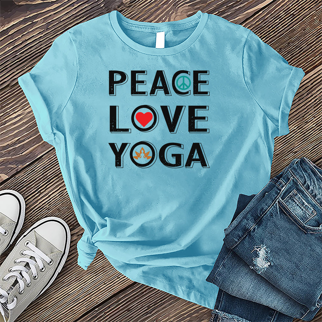 Peace Love Yoga T-Shirt T-Shirt tshirts.com Turquoise S 
