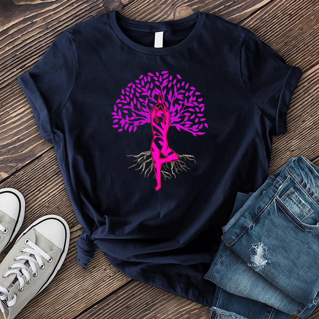 Yoga Tree Of Life T-Shirt T-Shirt Tshirts.com Navy S 