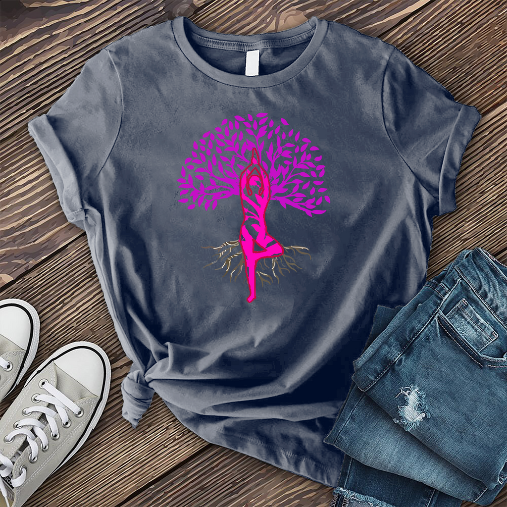 Yoga Tree Of Life T-Shirt T-Shirt Tshirts.com Heather Navy S 