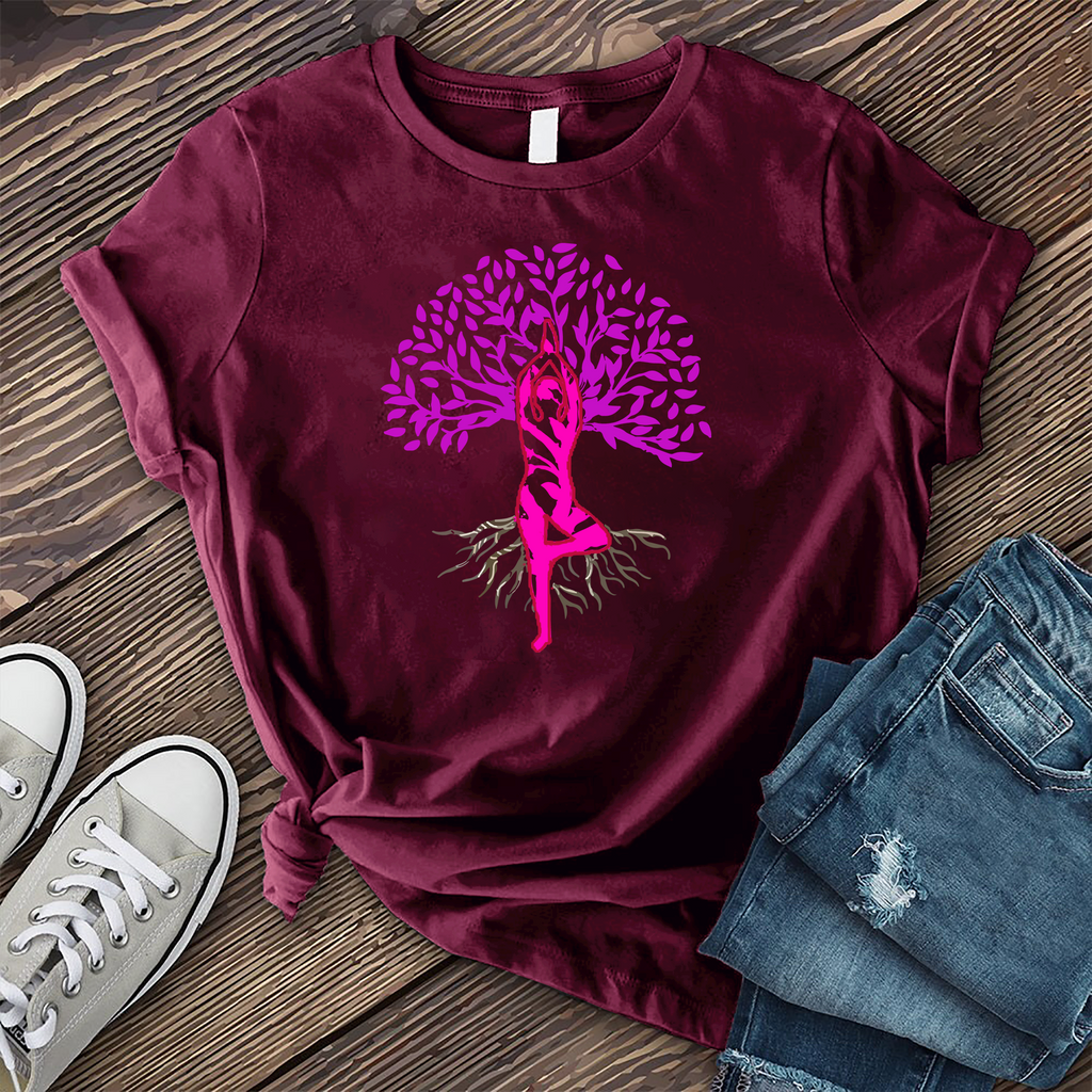 Yoga Tree Of Life T-Shirt T-Shirt Tshirts.com Maroon S 