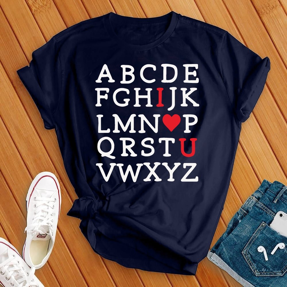 Alphabet I Heart U T-Shirt T-Shirt tshirts.com Navy S 