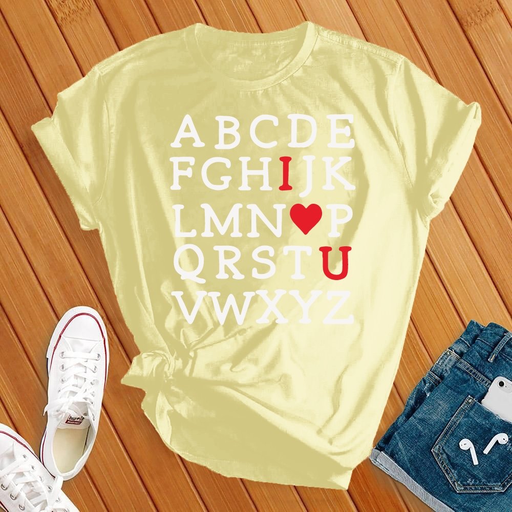 Alphabet I Heart U T-Shirt T-Shirt tshirts.com Heather French Vanilla S 