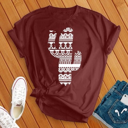 Aztec Cactus T-Shirt T-Shirt Tshirts.com Maroon S 