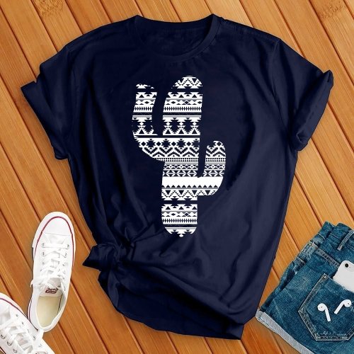 Aztec Cactus T-Shirt T-Shirt Tshirts.com Navy S 