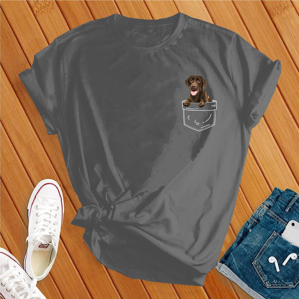 Cute Chocolate Lab Pocket T-Shirt T-Shirt Tshirts.com Asphalt S 